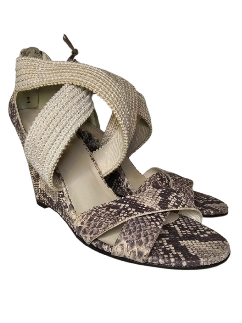 Stuart Weitzman Grasp Wedge Sandals - Women's Size 9.5 - Snakeskin Animal Print